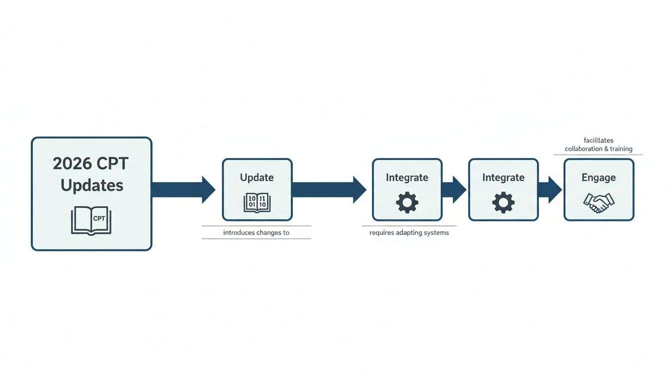 Flowchart illustrating the five-step process for 2026 CPT updates, from initial update to engagement.