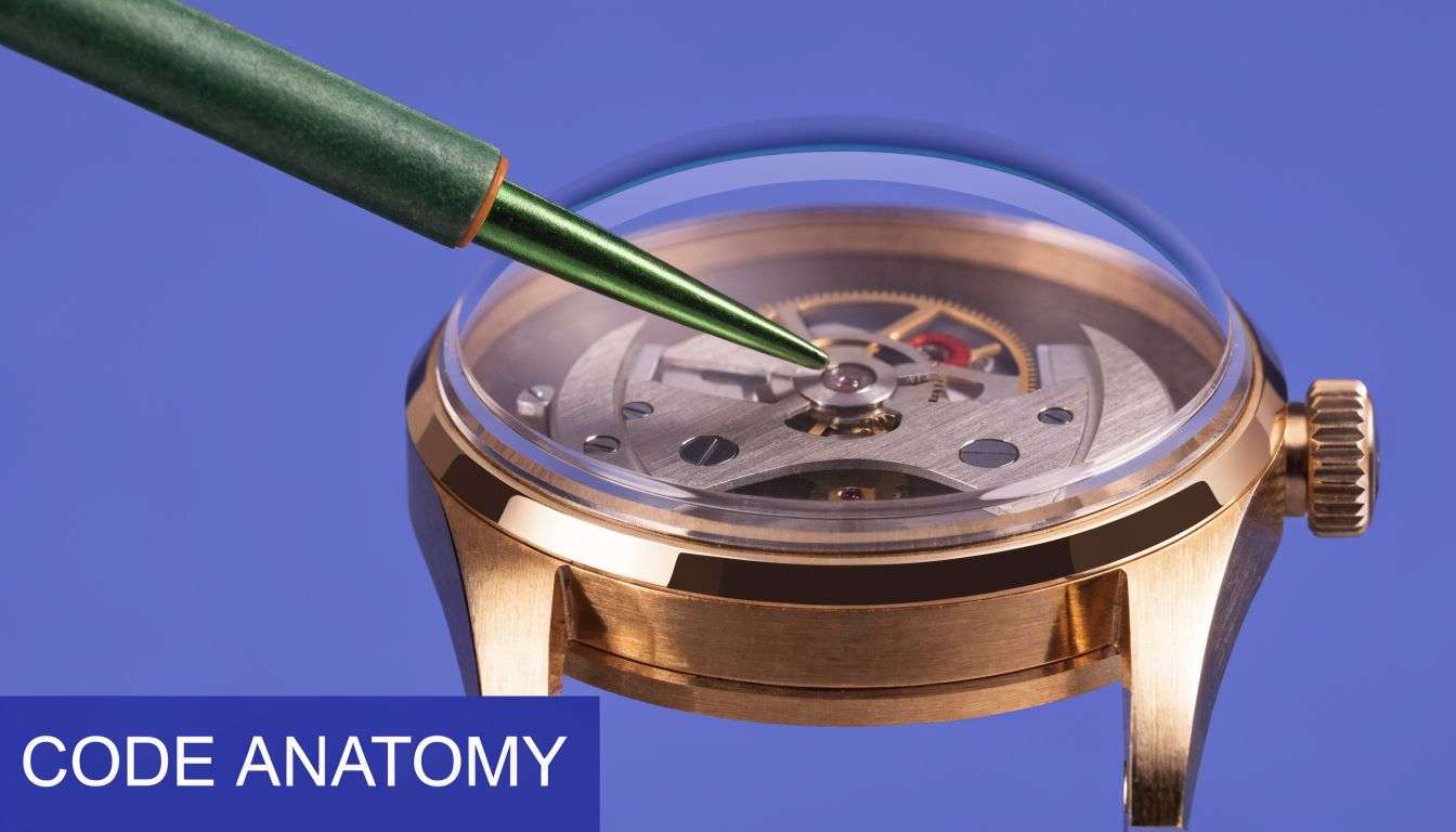 A close-up view of a luxury watch movement being adjusted by a green precision tool.