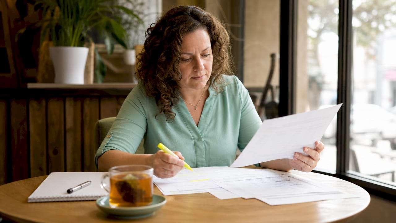 Medical billing specialist reviewing claim denial paperwork