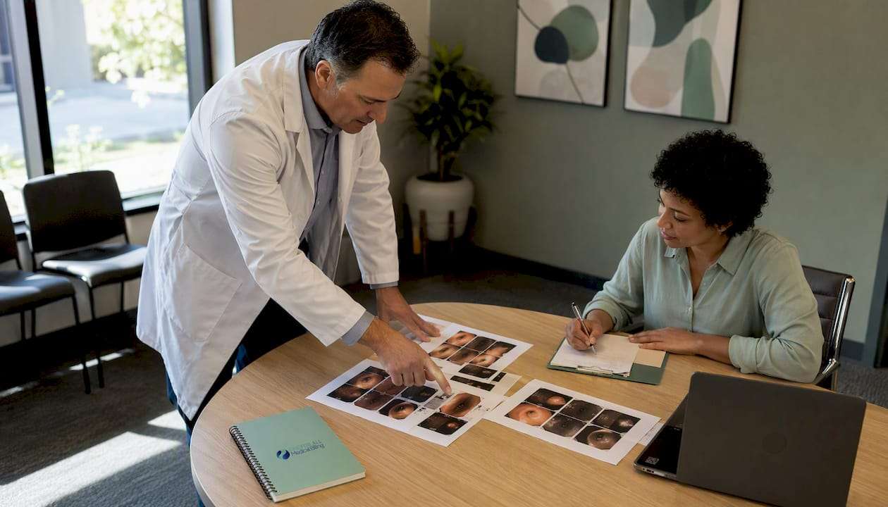Gastroenterologist and coder discussing endoscopy coding