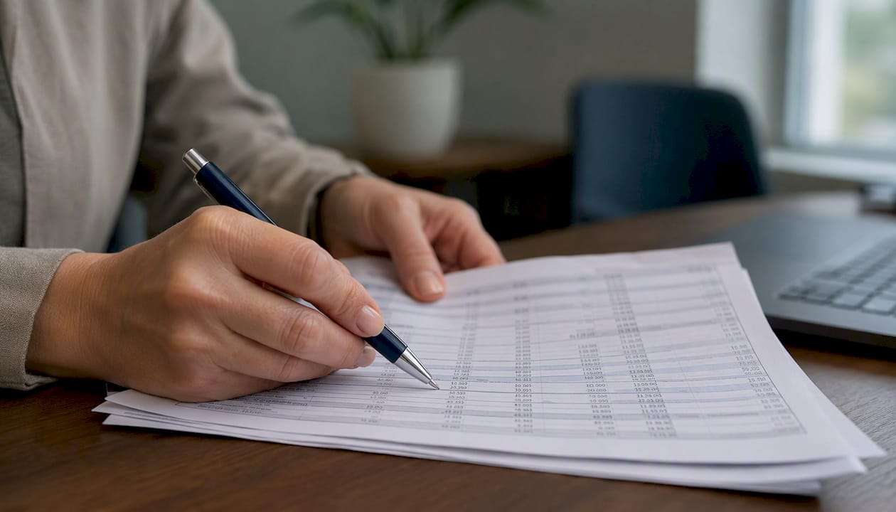 Hands indicating service line payment data
