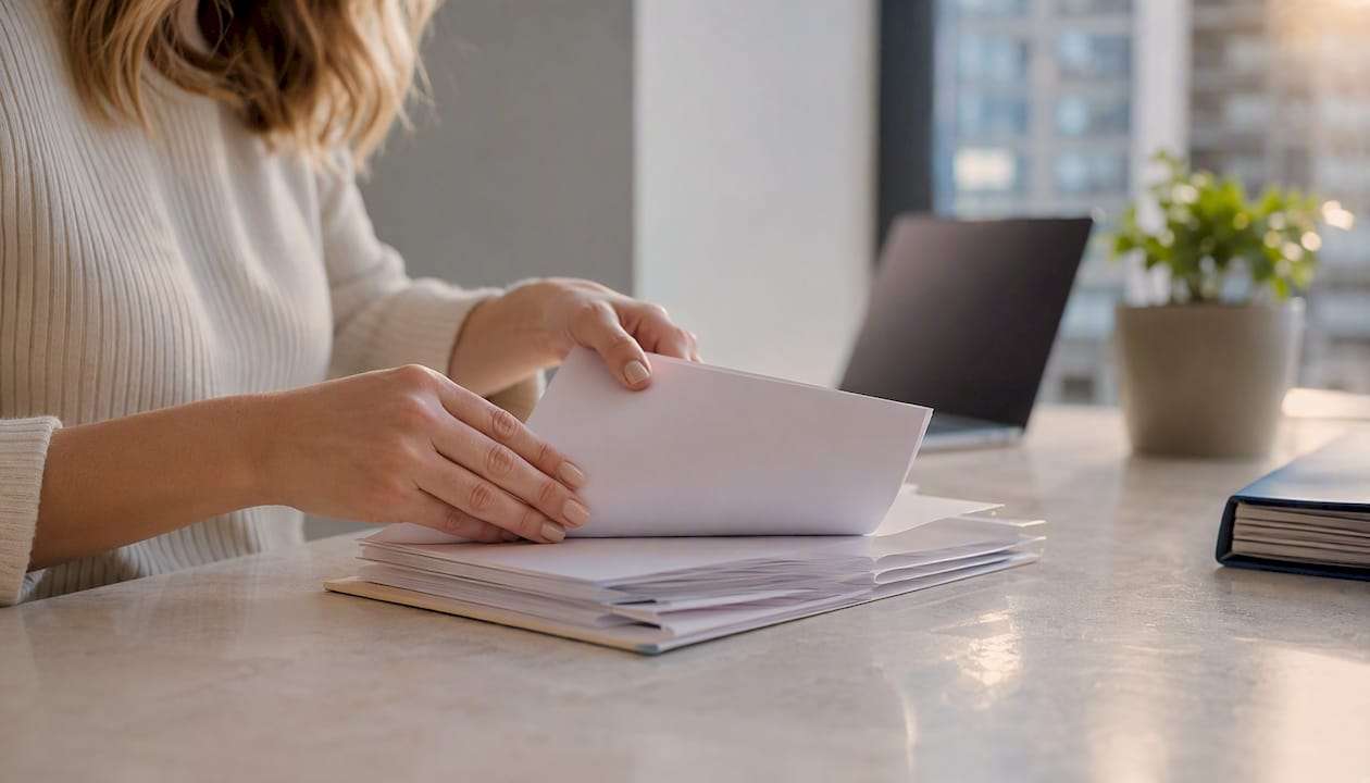 Hands reviewing credentialing files