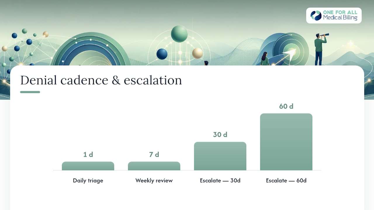 Denial workflow with aging and value escalation