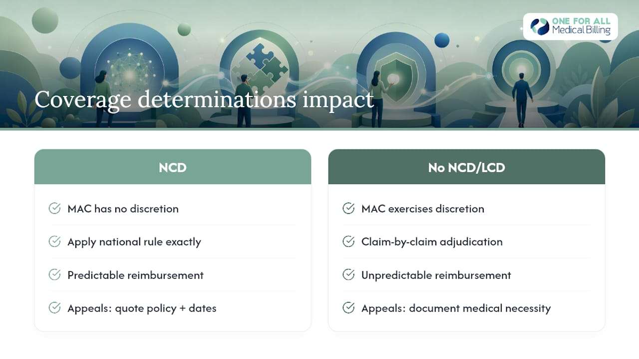 What Coverage Determinations Mean for Claims and Denials — overview diagram