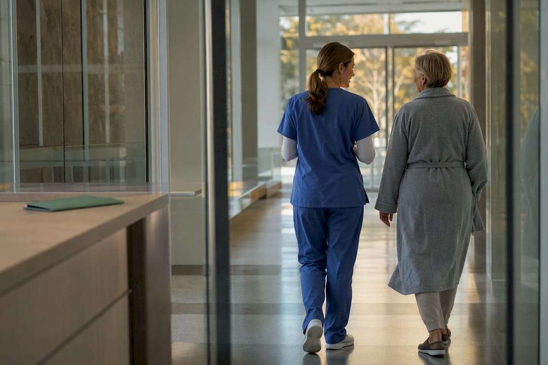 Hospital team coordinating post-discharge care